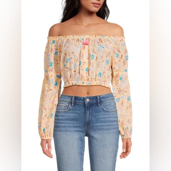 Poupette St Barth Rachel Off Shoulder Top | NWT | Size S | Yellow Floral - Picture 1 of 13